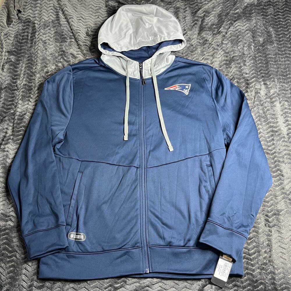 New England Patriots Replay Fashion Graphic Full-Zip XL Hoodie Jacket Navy NWT